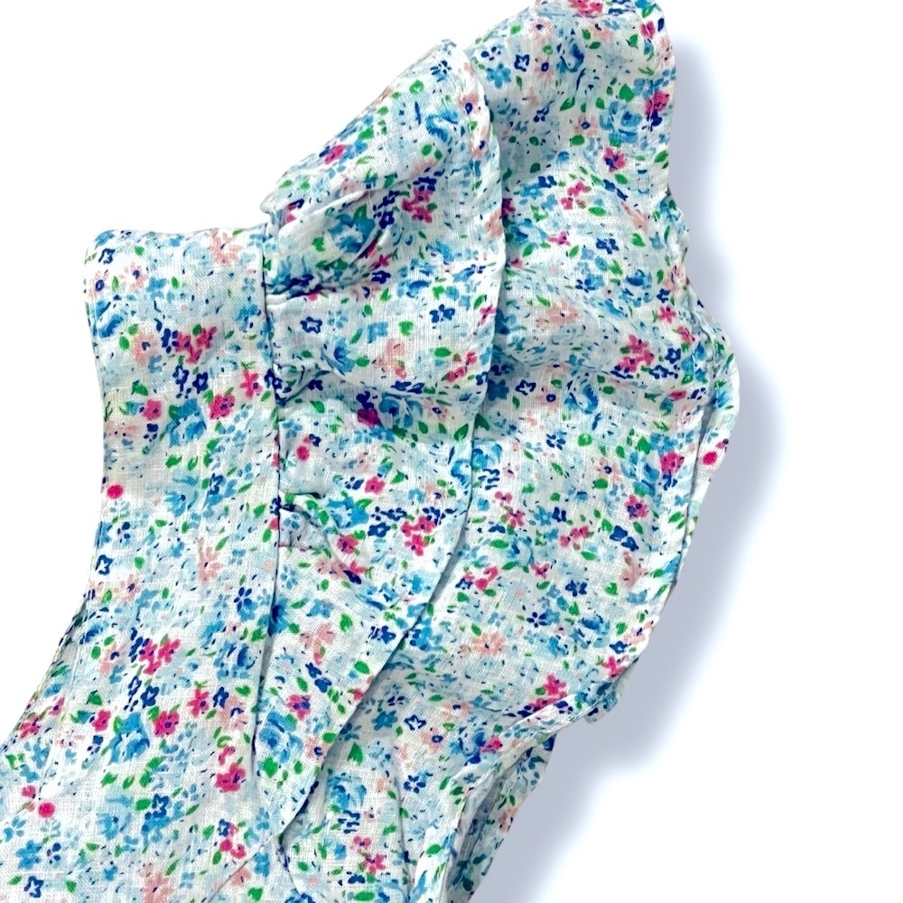 Place Nationale Le Vauclin Crop Top 100% Linen Floral Print Flutter Sleeves XS - Picture 4 of 8